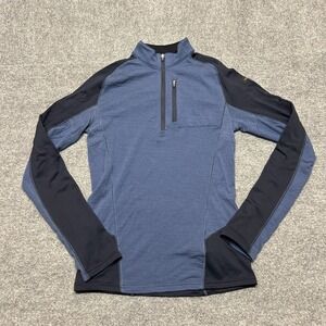 Decathlon Forclaz Pullover Mens XS Blue 1/4 Zip Long Sleeve Thermal Hiking Shirt